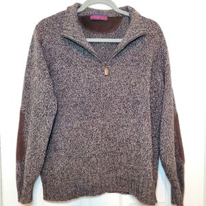 Men's Zip-Up Sweater - Gray and Brown